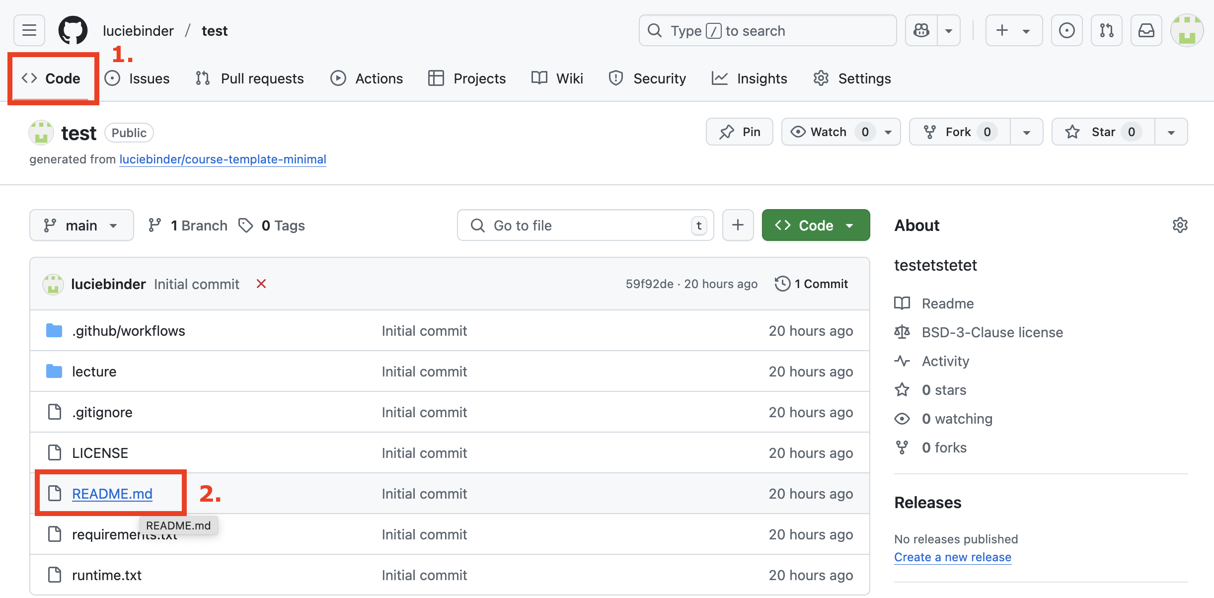Image of the upper options, selecting Code.
