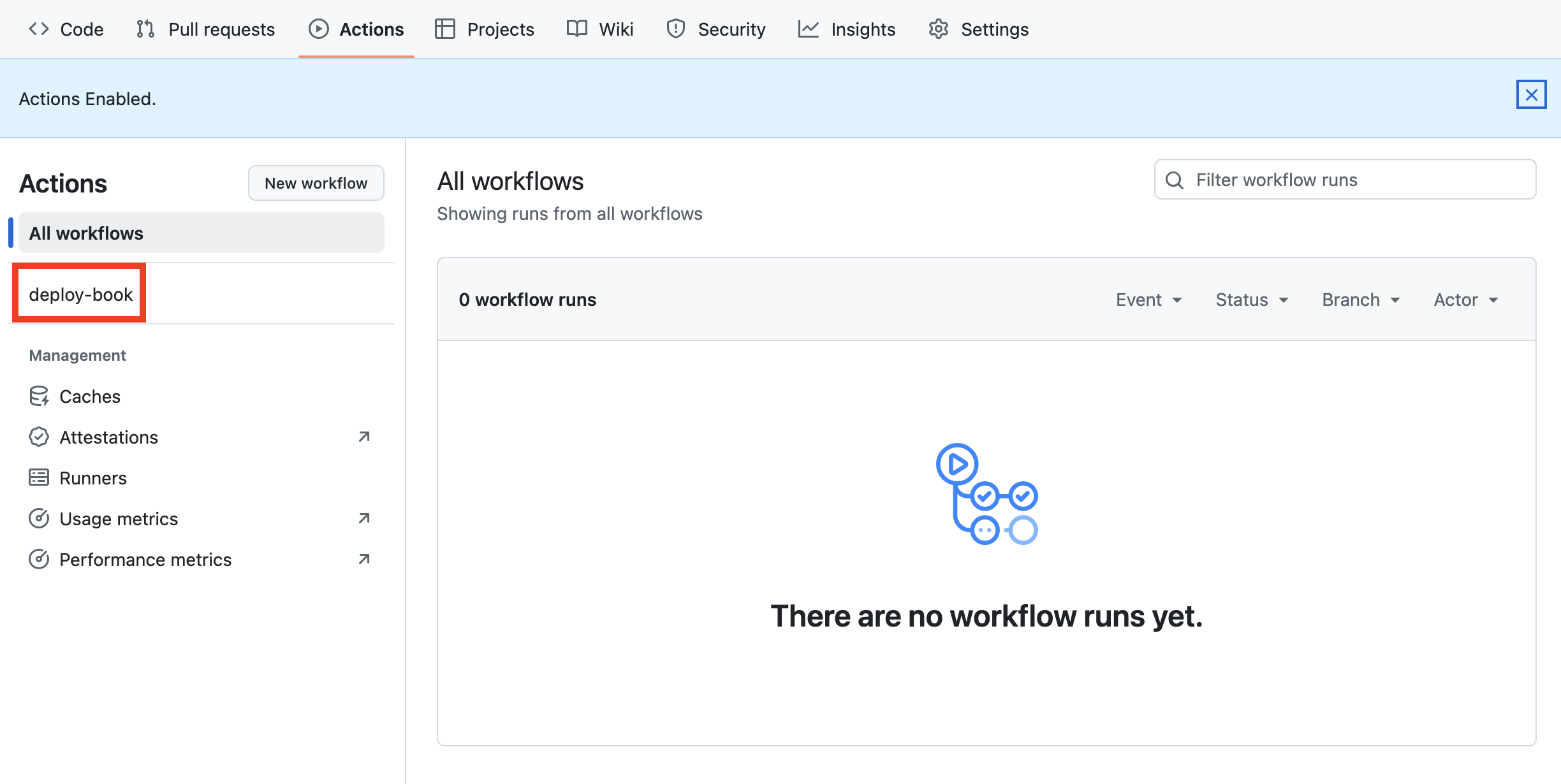 Image of the tab where deploy-book is located.