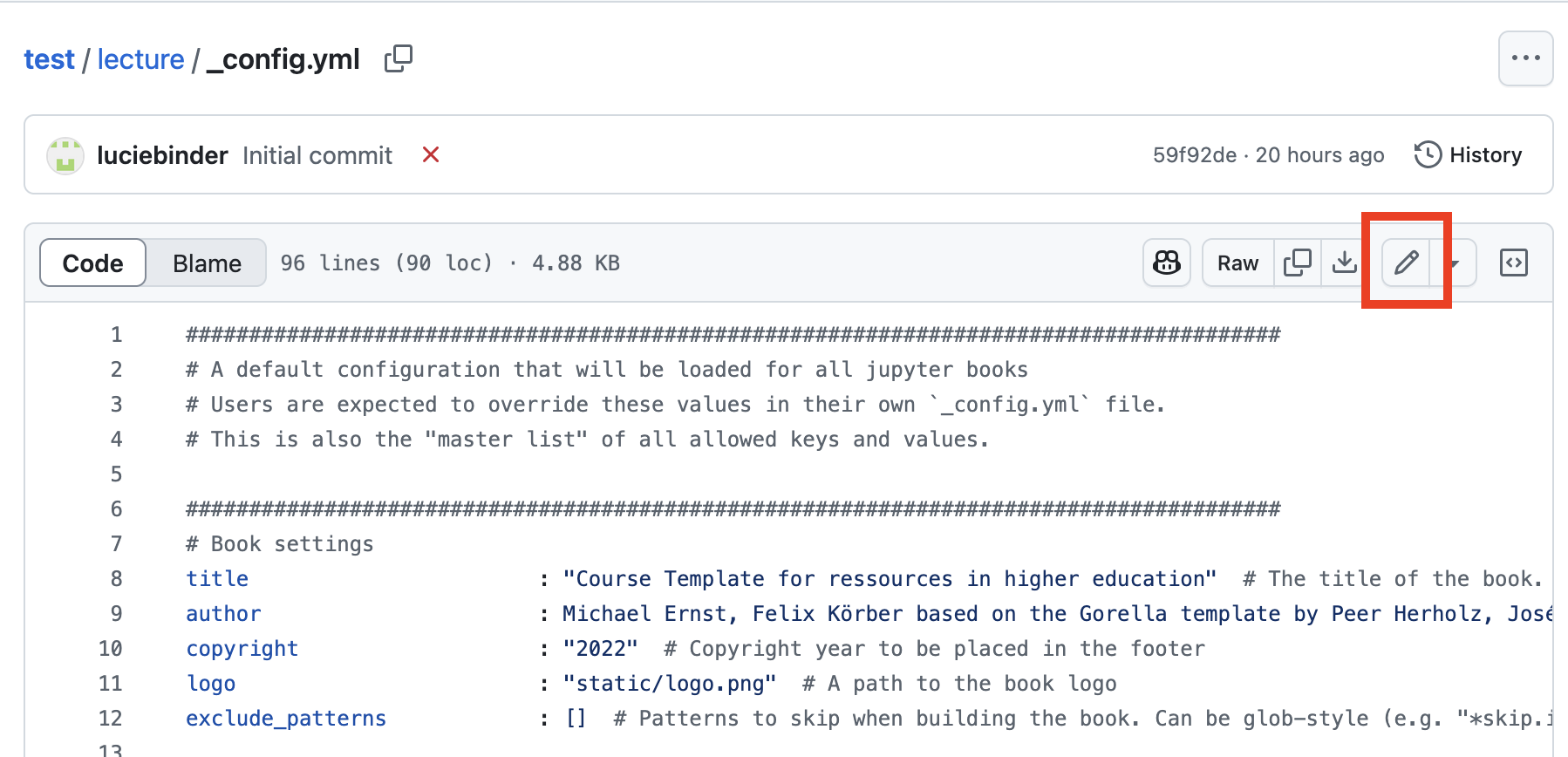 Image of the edit button on the upper right corner.