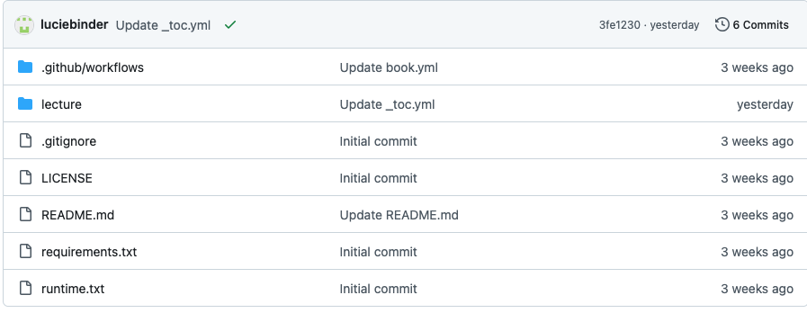 depicting the contents of the course template repository on GitHub
