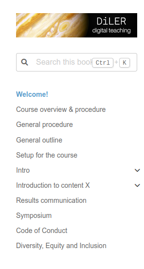 Image of the structure of the transcript of records of the course template