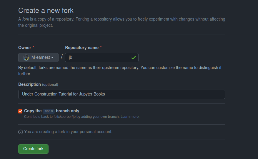 depicting position a look of the fork button on a GitHub repository