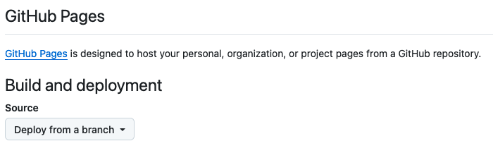 Image of the "Deploy from a branch" option under Source section, located under the Build and Deployment section