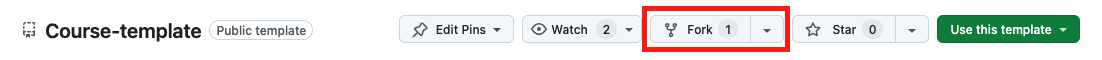 depicting position a look of the fork button on a GitHub repository