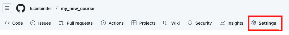Image of the tab where the word "Settings" is located on the far right